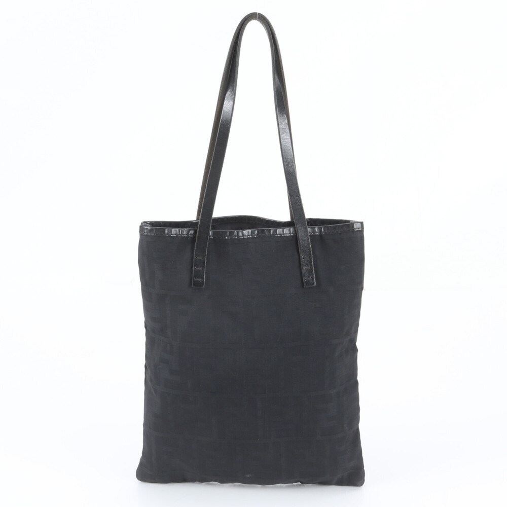 Fendi FF Zucca Leather Tote Bag Shoulder Handbag Black Women's